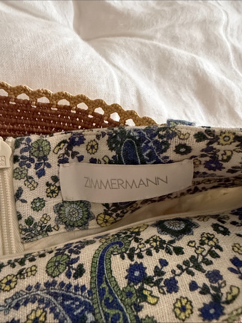 Zimmermann Cream Paisley Shorts with Blue and Green Floral Print - Picture 3 of 4